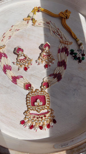 Ruby Diamond Rani Haar Necklace Set | Kundan Diamond Long Necklace | Indian Bridal Jewelry | Indian Wedding Necklace - Mary
