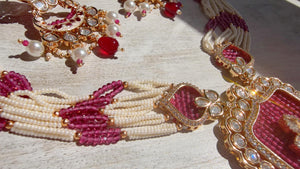 Ruby Diamond Rani Haar Necklace Set | Kundan Diamond Long Necklace | Indian Bridal Jewelry | Indian Wedding Necklace - Mary