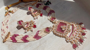 Ruby Diamond Rani Haar Necklace Set | Kundan Diamond Long Necklace | Indian Bridal Jewelry | Indian Wedding Necklace - Mary