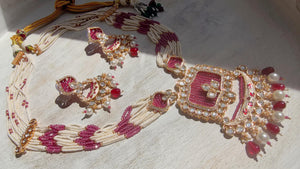 Ruby Diamond Rani Haar Necklace Set | Kundan Diamond Long Necklace | Indian Bridal Jewelry | Indian Wedding Necklace - Mary