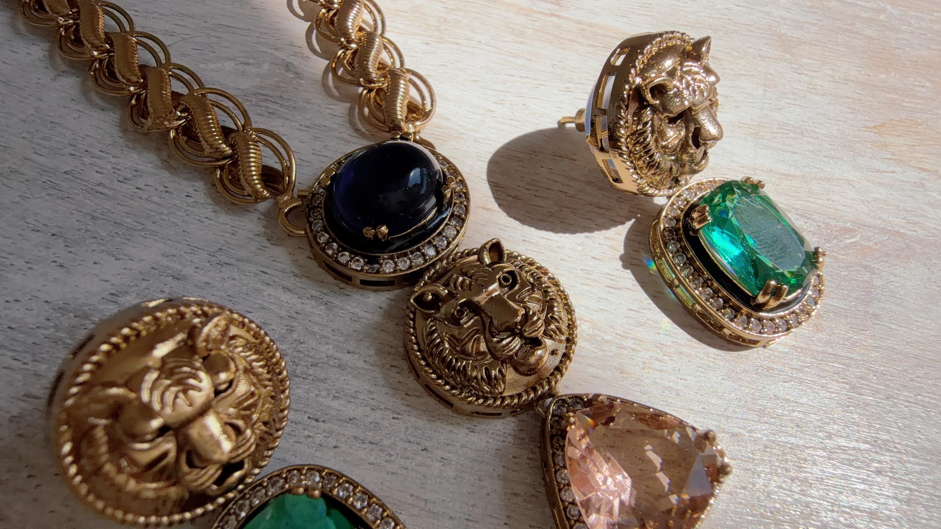 Sabyasachi-Inspired Blue Green Long Chain Necklace Set | Kundan Stone Bridal Jewelry | Indian Wedding Necklace – Naina