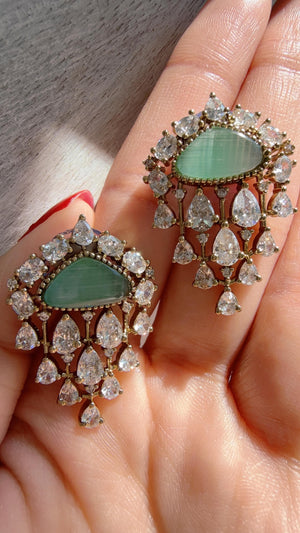 Chandelier Diamond Mint Studs/Saanvi doublet Earrings/Moissanite Kundan Studs /Indian Jewelry /Statement Stud Earring/