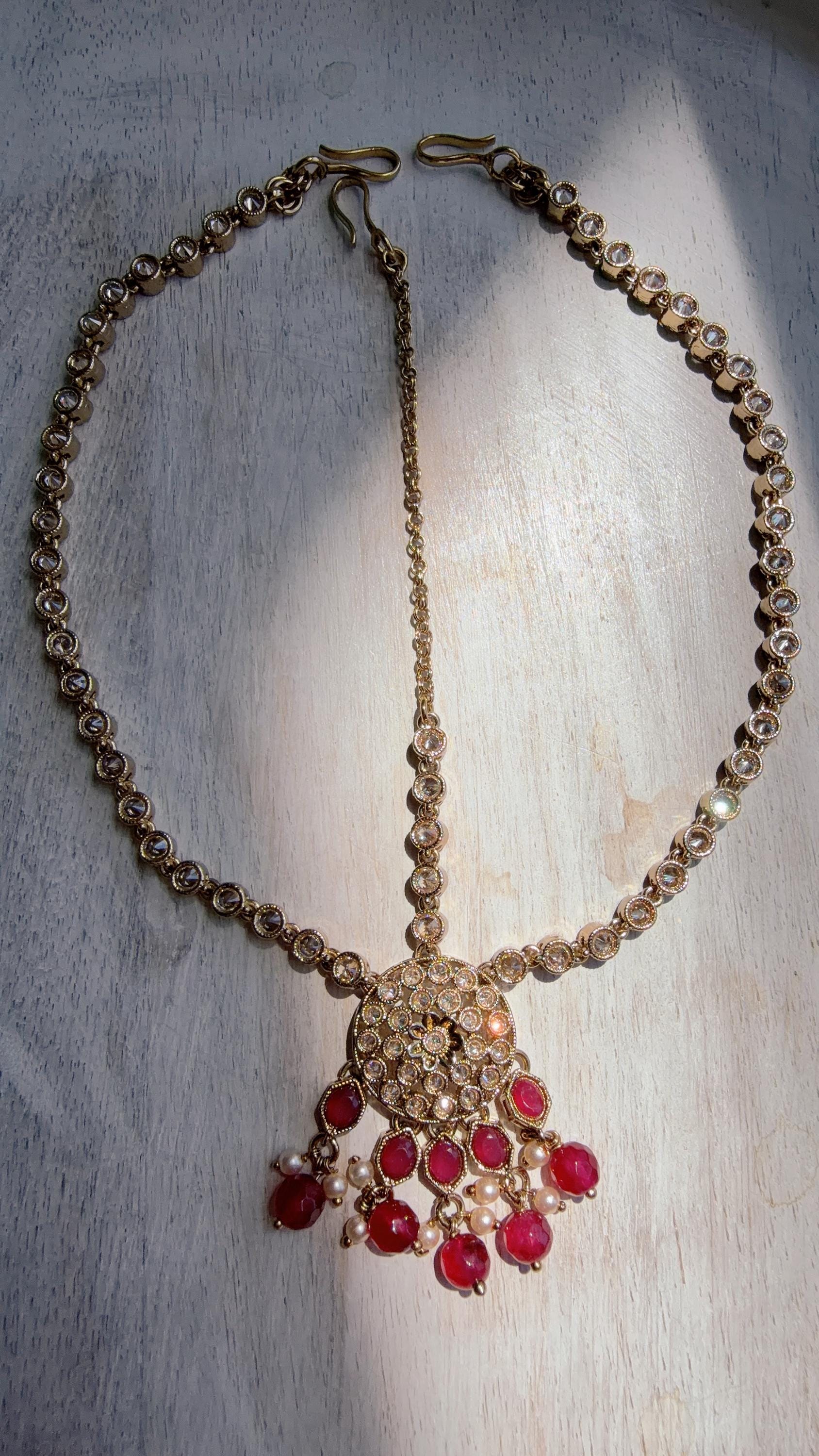 Antique Gold Maatha Patti Headpiece:/Matha Phool/ bridal hair jewelry/Kundan Mathapatti