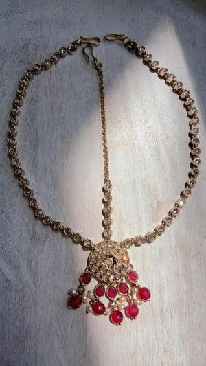 Antique Gold Maatha Patti Headpiece:/Matha Phool/ bridal hair jewelry/Kundan Mathapatti