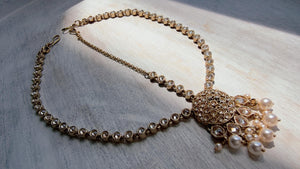 Antique Gold Maatha Patti Headpiece:/Matha Phool/ bridal hair jewelry/Kundan Mathapatti
