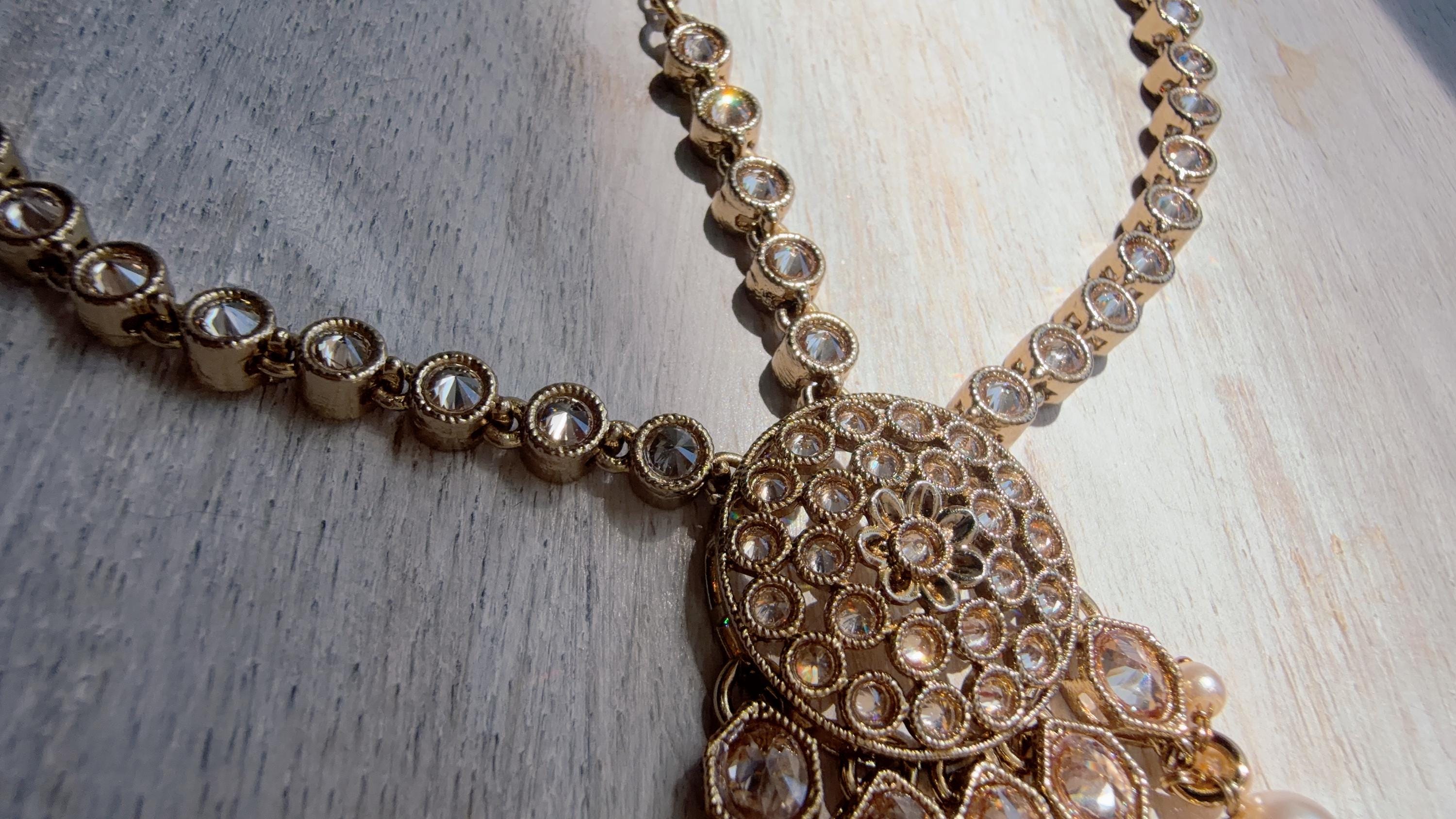 Antique Gold Maatha Patti Headpiece:/Matha Phool/ bridal hair jewelry/Kundan Mathapatti