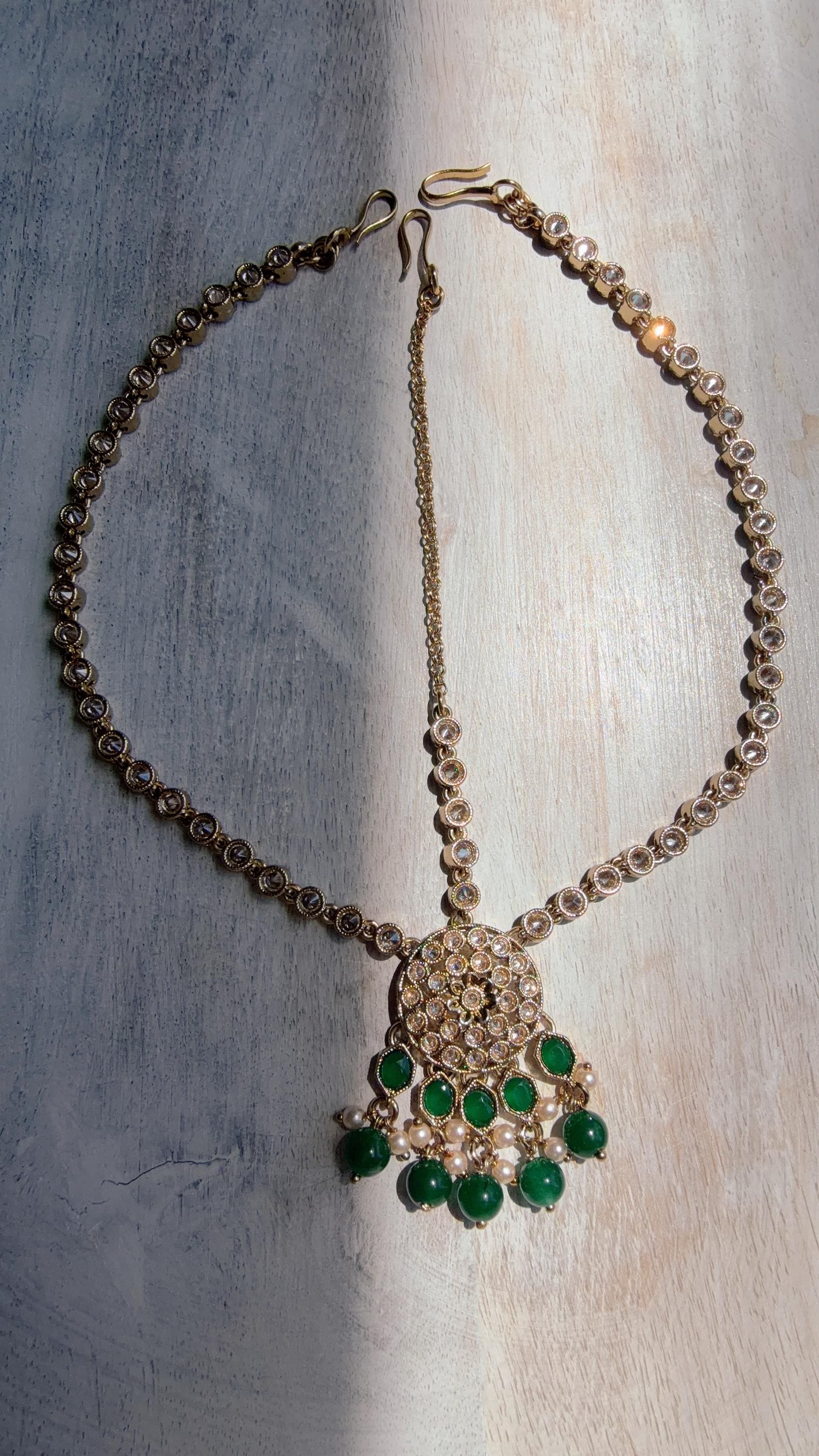 Antique Gold Maatha Patti Headpiece:/Matha Phool/ bridal hair jewelry/Kundan Mathapatti