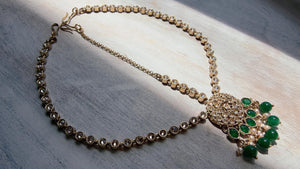 Antique Gold Maatha Patti Headpiece:/Matha Phool/ bridal hair jewelry/Kundan Mathapatti