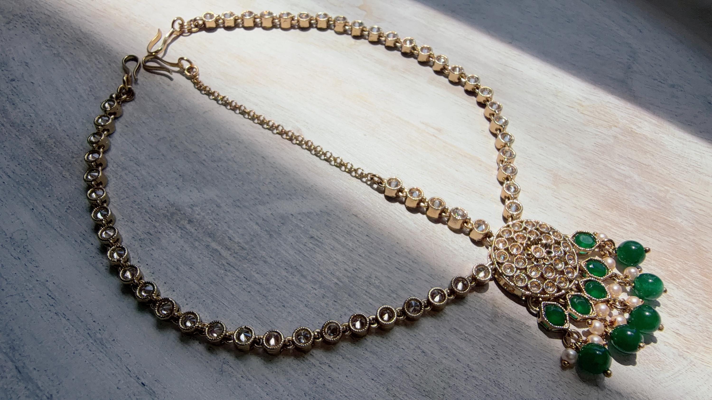 Antique Gold Maatha Patti Headpiece:/Matha Phool/ bridal hair jewelry/Kundan Mathapatti