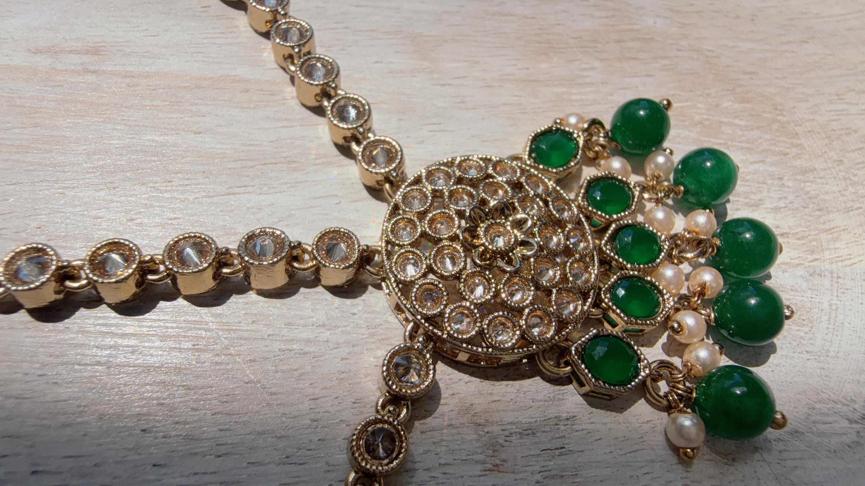 Antique Gold Maatha Patti Headpiece:/Matha Phool/ bridal hair jewelry/Kundan Mathapatti