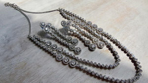 Silver Double Layer Diamond Tennis Necklace | Bridal Choker | Indian Diamond Necklace | CZ Tennis Necklace