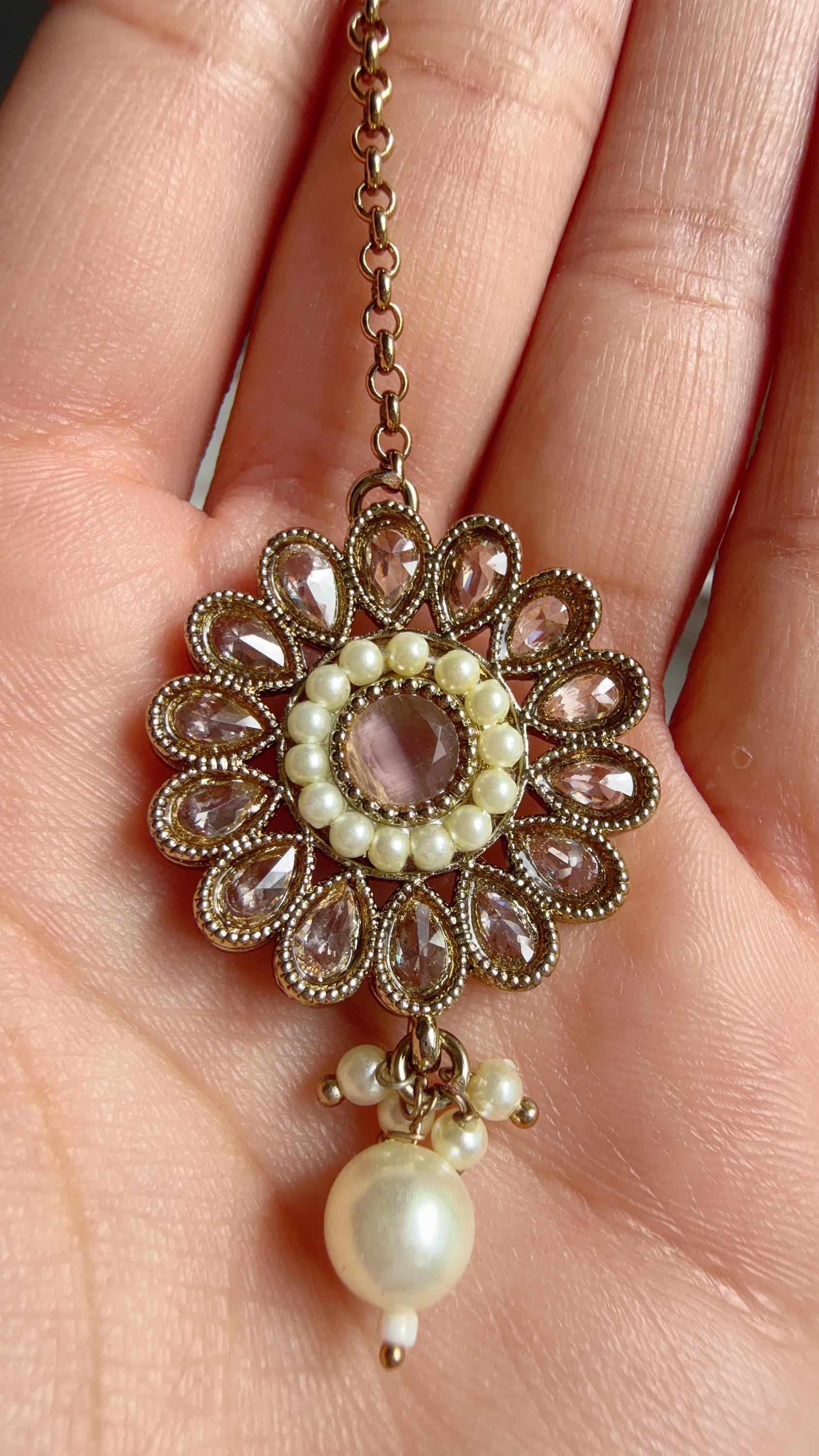 Antique Polki Kundan Mint pink Necklace Set with Earrings and Tikka | Wedding Bridal Necklace | Indian Jewelry | Bridal Jewelry | Alia 