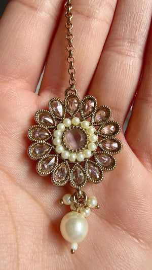 Antique Polki Kundan Mint pink Necklace Set with Earrings and Tikka | Wedding Bridal Necklace | Indian Jewelry | Bridal Jewelry | Alia 
