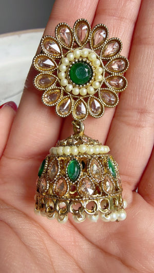 Antique Polki Kundan Green Necklace Set with Earrings and Tikka | Wedding Bridal Necklace | Indian Jewelry | Bridal Jewelry | Alia 