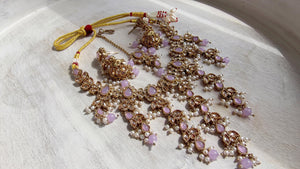 Polki Kundan Choker Necklace Set – Purple Indian Bridal Jewelry, Antique Mehndi Plated Wedding Choker - Nimrit