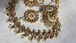 Gold Polki Kundan Necklace Set with Earrings and Tikka | Wedding Bridal Necklace | Indian Jewelry | Bridal Jewelry | Alia 