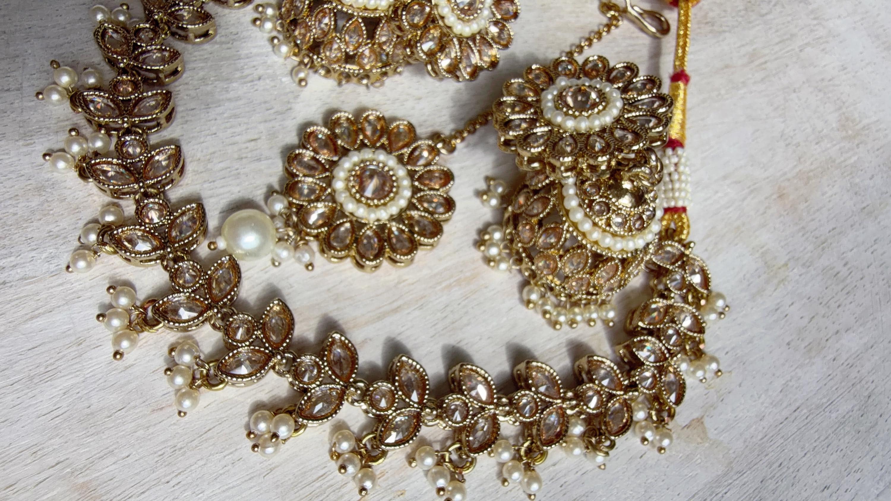 Gold Polki Kundan Necklace Set with Earrings and Tikka | Wedding Bridal Necklace | Indian Jewelry | Bridal Jewelry | Alia 