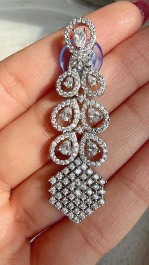 Silver Diamond Necklace | Bridal Necklace Set | Indian Diamond Necklace | CZ Choker