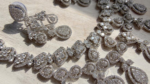 Silver Diamond Necklace | Bridal Necklace Set | Indian Diamond Necklace | CZ Choker