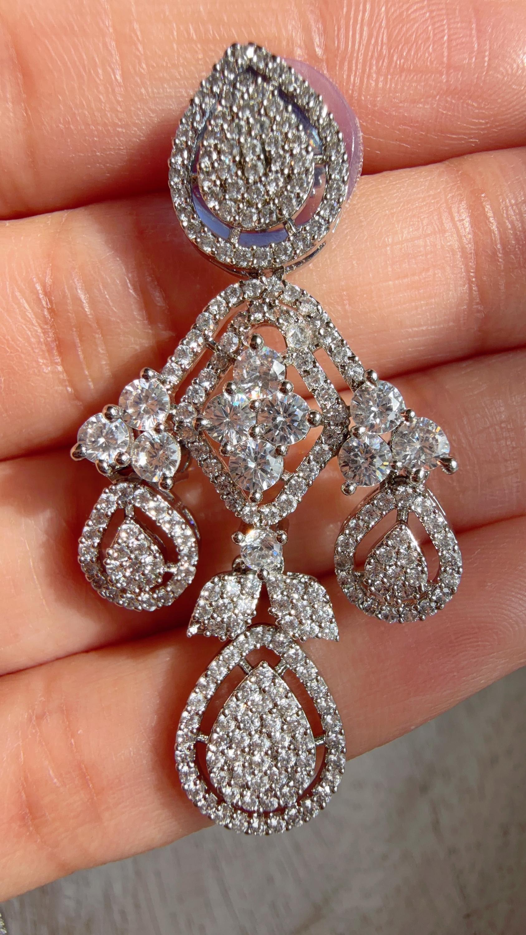 Silver Diamond Necklace | Bridal Necklace Set | Indian Diamond Necklace | CZ Choker