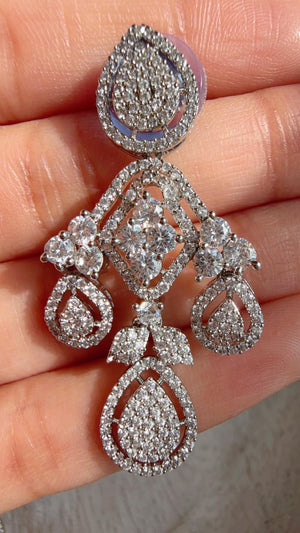 Silver Diamond Necklace | Bridal Necklace Set | Indian Diamond Necklace | CZ Choker