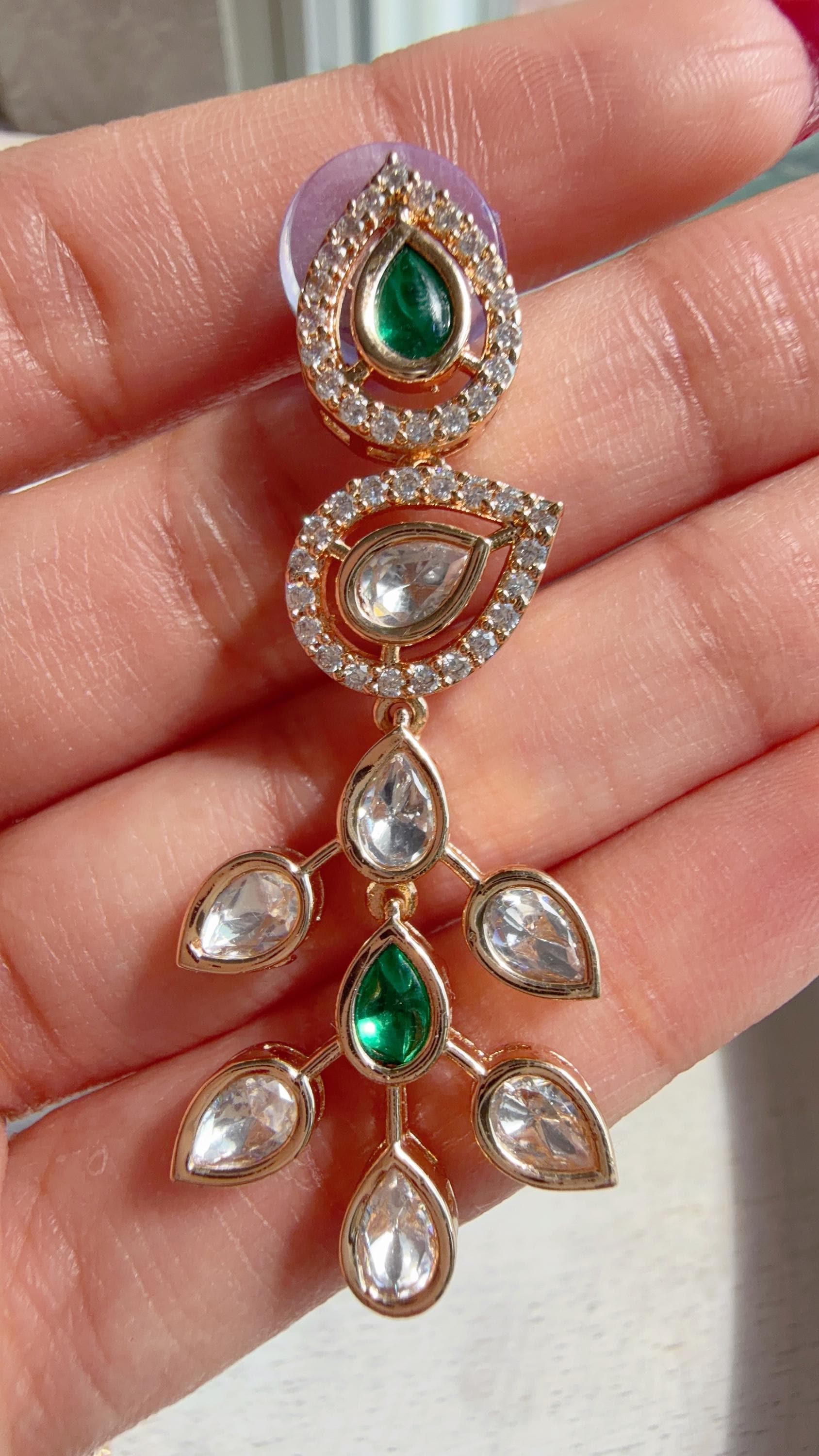 Emerald kundan hasli style Necklace Set Indian Bridal Wedding Jewelry / diamond Hasli /Indian Wedding jewelry