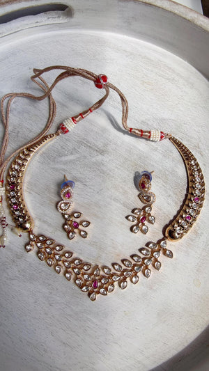 Ruby kundan hasli style Necklace Set Indian Bridal Wedding Jewelry / diamond Hasli /Indian Wedding jewelry