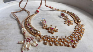 Ruby kundan hasli style Necklace Set Indian Bridal Wedding Jewelry / diamond Hasli /Indian Wedding jewelry