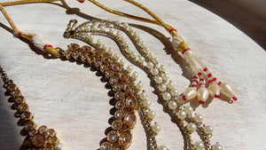 Antique Polki Kundan Mint Necklace Set with Bahubali Jhumka & Maang Tikka | Indian Bridal Jewelry