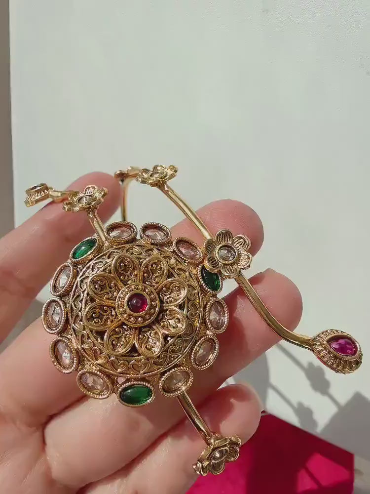 Ruby Green Baju bandh/Indian wedding jewelry/Vanki/  Armlet/ Indian Jewelry/Antique Kundan Ruby green  Polki Baju Band/Antique Bajuband