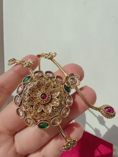 Ruby Green Baju bandh/Indian wedding jewelry/Vanki/  Armlet/ Indian Jewelry/Antique Kundan Ruby green  Polki Baju Band/Antique Bajuband