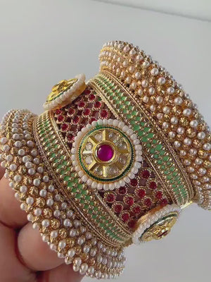 Openable Rajwadi single wide kada  /Antique gold Kada/Kundan bridal Kada /Gold Kada/Indian bangles /Indian Wedding jewelry
