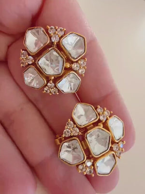Moissanite Polki Embellished Kundan Studs /Indian Jewelry /Moissanite Kundan Stud Earrings/Kundan Stud Earrings/Cz Studs/Diamond Studs