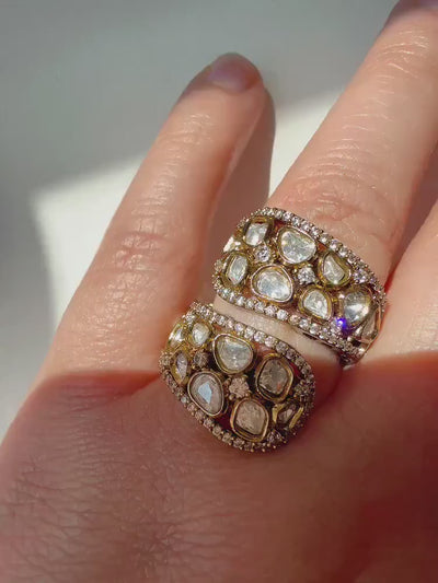 Antique look Bridal Kundan Moissanite Antique kundan Ring/Diamond  bridal Ring/ Kundan Statement Ring /Indian Bridal jewelry