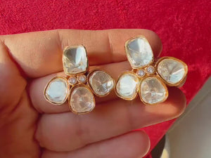 Moissanite Polki Embellished Kundan Studs /Indian Jewelry /Statement Stud Earring/Kundan Stud Earrings/Cz Studs/Diamond Studs