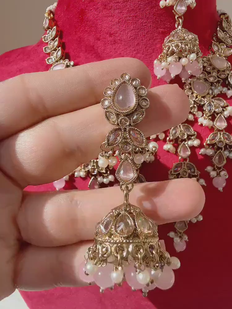 Antique Polki Kundan Baby pink choker Set/Kundan Choker/bridal necklace/Indian wedding jewelry/Bridal necklace set/Green wedding Necklace