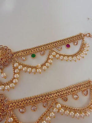 Adjustable Ruby Green Baju bandh/Indian wedding jewelry/Vanki/  Armlet/ Indian Jewelry/Antique Kundan Baju Band/Antique Bajuband