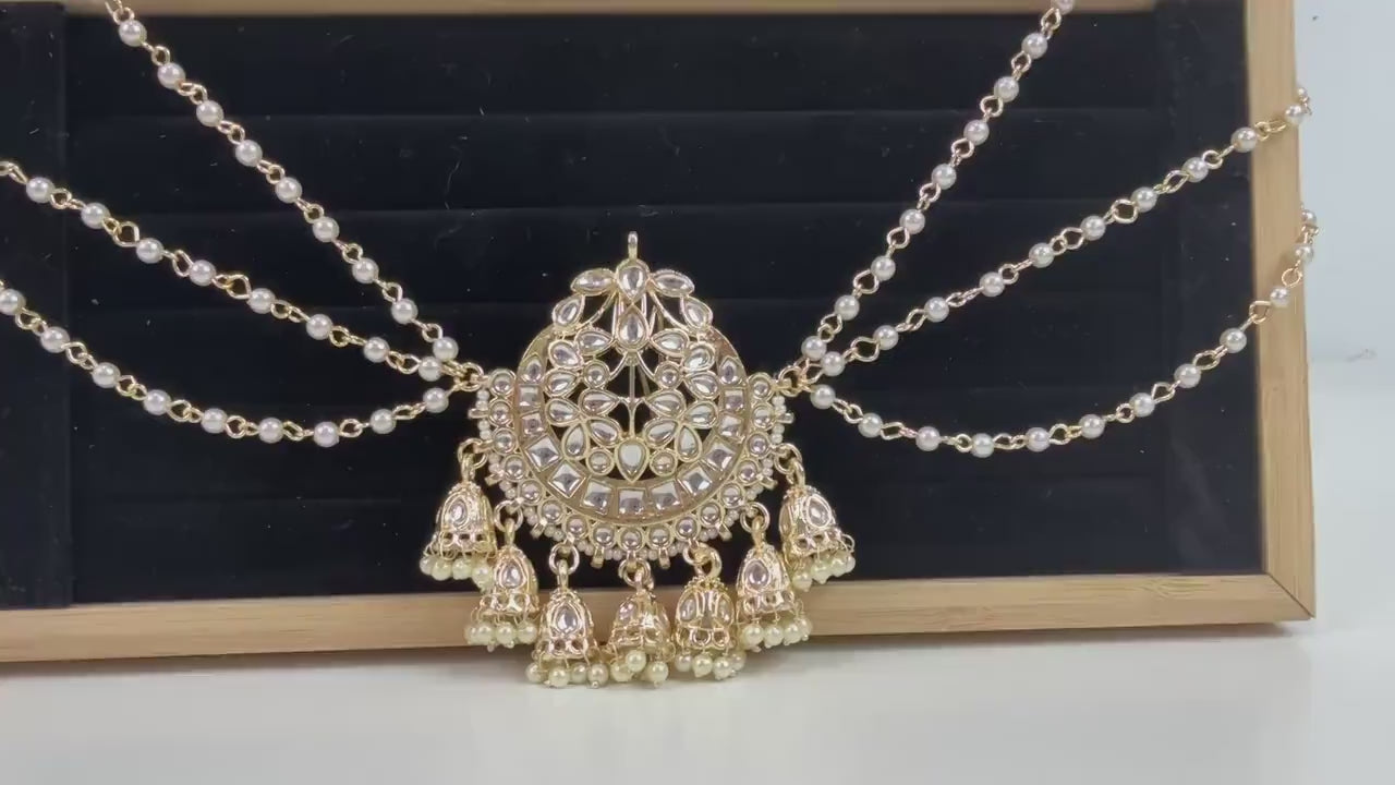 Gold Plated Bun Pin/Mathapatti /Hair Clip/ Kundan Hair clips/Juda clip Choti/Kundan hair accessories/bridal hair jewelry