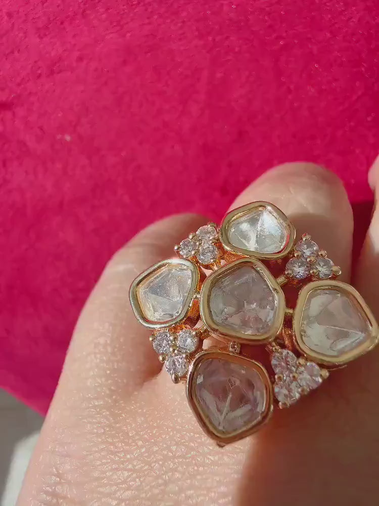 Moissanite  Adjustable Ring/Adjustable Ring/ Indian Ring/ Indian Jewelry/Indian Wedding jewelry/bridal accessories