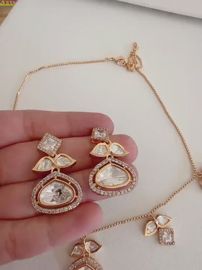 Polki Kundan Gold Jewelry Moissanite  necklace set/ Kundan Necklace / Indian Bridal Jewelry/Indian Wedding jewelry