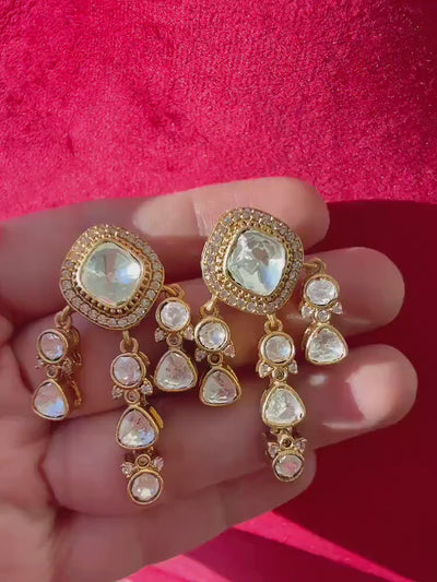 Moissanite  Kundan  diamond  Studs /Indian Jewelry /Statement Stud Earring/Kundan Stud Earrings/Cz Studs/Diamond Studs